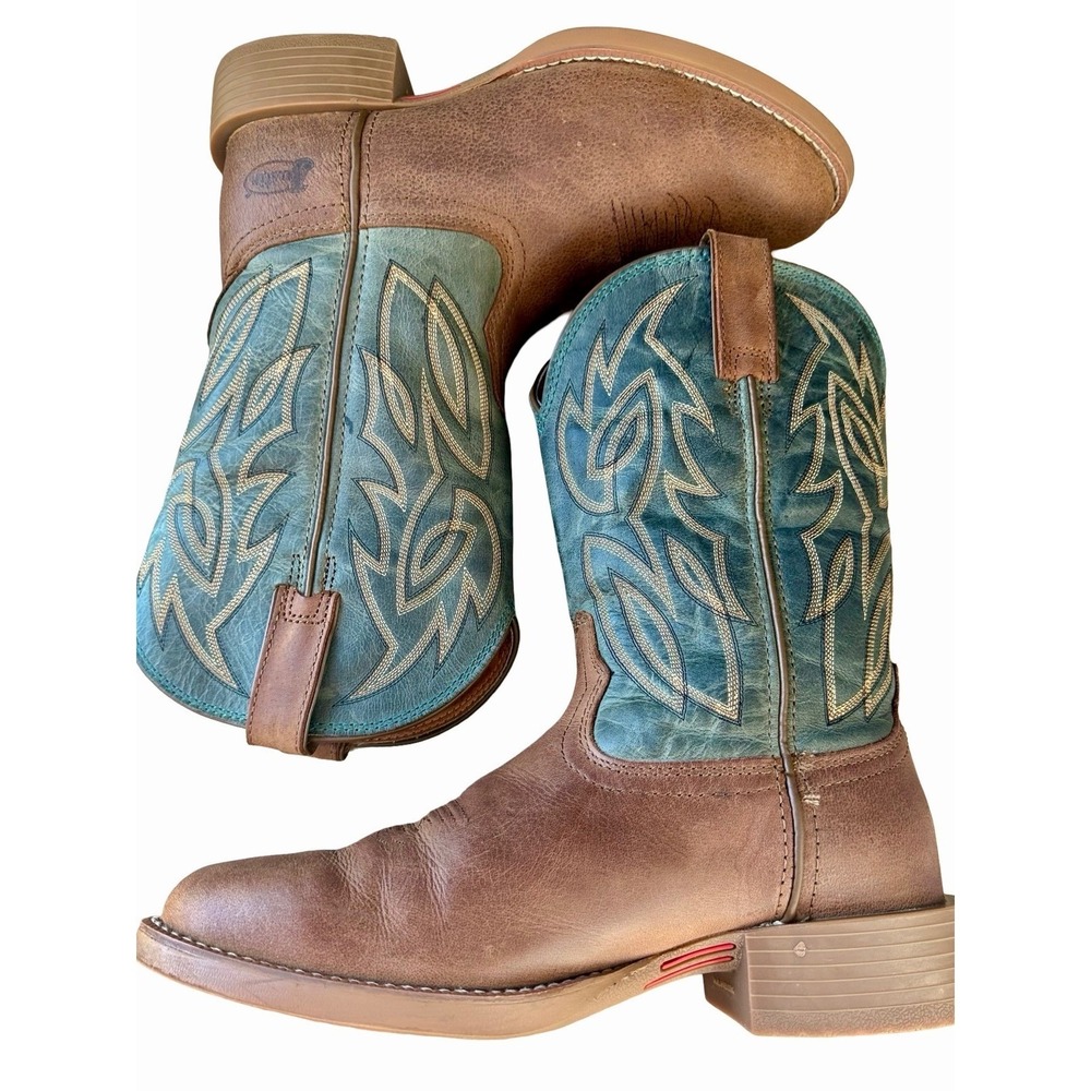 Justin SE7533 Rendon Men's 9D Western Cowboy Boots‎ Brown Green Square Toe